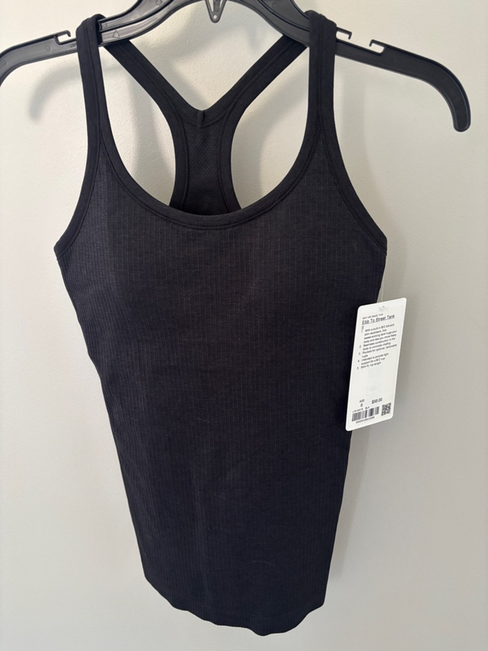 lululemon athletica Black Ribbed Racerback Tank - Women Ebb to street tank NWT 6